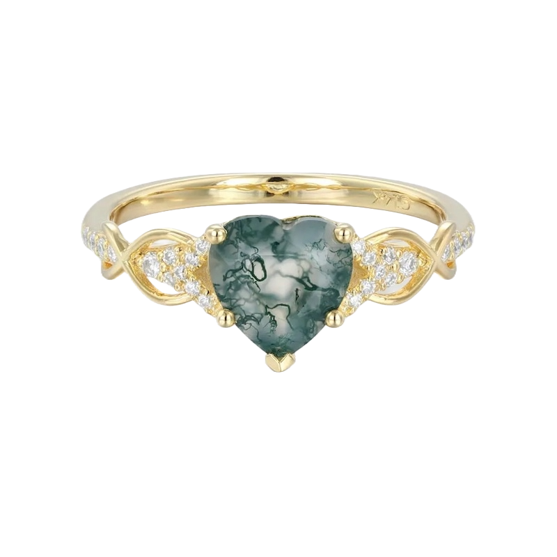 ring-moss stone and gold band